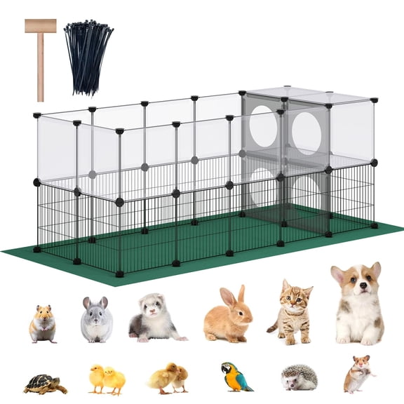 24 Inch Height Pet Playpen Plastic and Metal Mesh Design With Oxford Mat