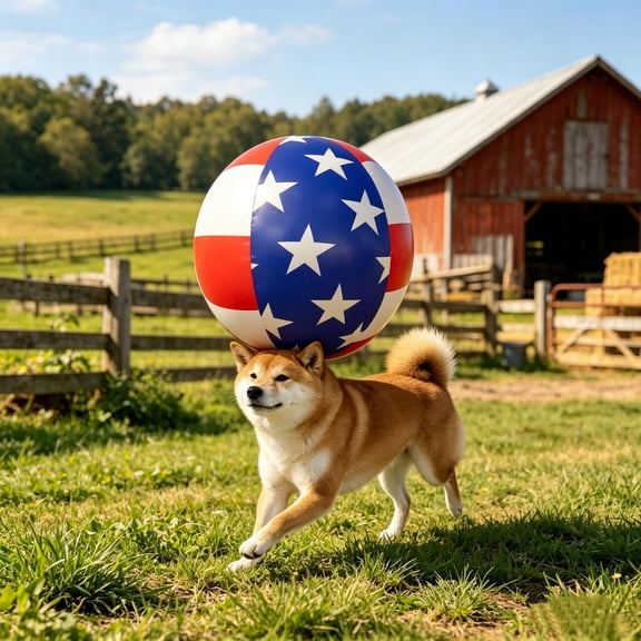 24 Inch Herding Ball for Dogs, Independence Day Dog Push & Chase Ball with Durable Cover, Outdoor Exercise Training Toy for Corgis, Border Collies, Australian Shepherds, Blue Heelers, Multi-Color