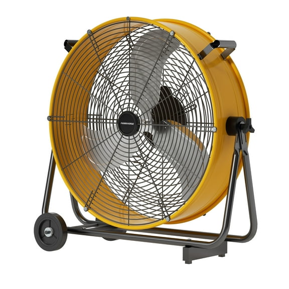 24 inch Industrial Drum Fan Pro 8800 CFM- High Velocity Metal Drum Fan with Handle Caster for Commercial, Warehouse, Covered Patio, Shop, Garage, Barn