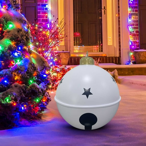 24 Inch Inflatable Christmas Ball Bells Ornament Hanging Decor for Indoor Outdoor Christmas Tree Yard Patio Holiday Party Decorations Giant Xmas Ball for Family Fun