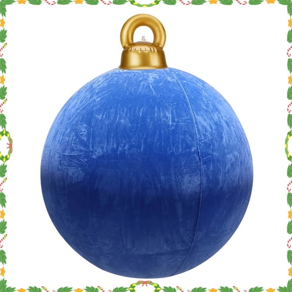 24 Inch Inflatable Velvet Christmas Balls, Large Outdoor Holiday Decorations, Flocked Pvc Christmas Ornaments For Yard, Porch & Garden, Blow Up Xmas Decorations For Indoor & Outdoor Use