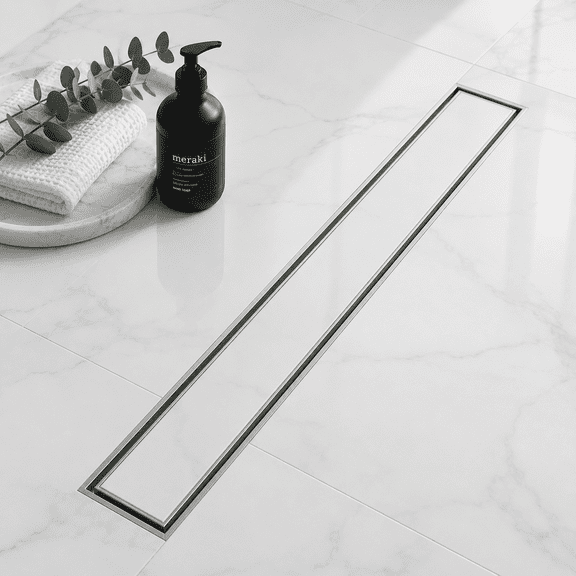 24 Inch Invisible Linear Shower Drain Tile-In 304 SUS Stainless Steel Fast Drainage Anti-Waterlogging
