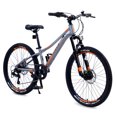 24 Inch Kid's Mountain Bike with 7 Speeds, Front and Rear Disc Brakes, Shockabsorbing Front