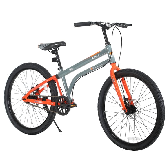24 Inch Kids Bike for Girls & Boys Ages 10+, Single Speed Teen Bicycle with Dual Disc Brakes, Lightweight Steel Frame, Multiple Colors