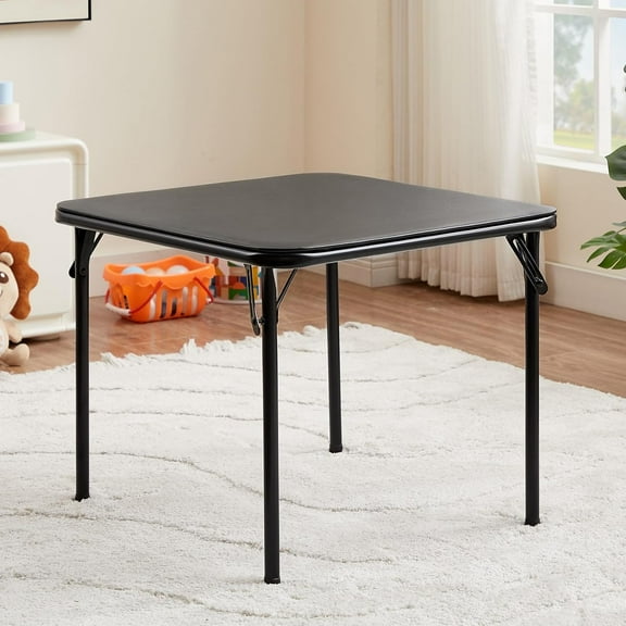 24 Inch Kids Folding Card Table with Padded Top, Portable Activity Desk for Reading Drawing and Crafts, Black