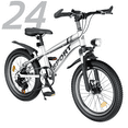 thumbnail image 1 of imerelez 24 Inch Kids Mountain Bike for Boys & Girls Ages 7-12 – 7-Speed Gears, Dual Disc Brakes, Shock Absorber Front Fork, LED Light – Silver, 1 of 7