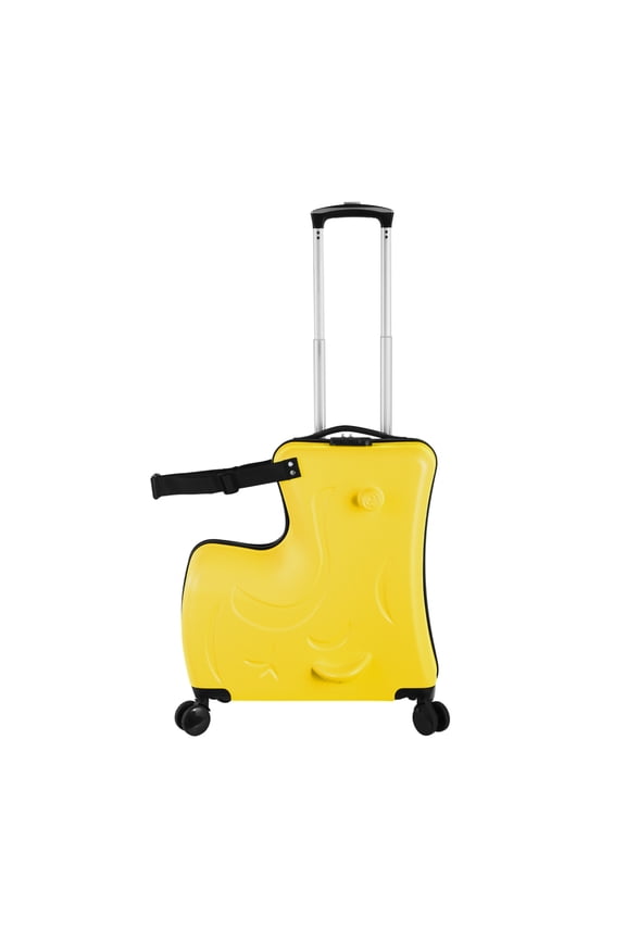 24 Inch Kids Ride-On Luggage, Children's Ride On Trolley with Telescoping Handle and Waterproof Design for Air Travel and Family Vacations (Yellow)