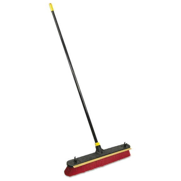 24-Inch Knockdown 2-in-1 Multi-Surface Push Broom with Squeegee, Black/Red (6352ZQK)
