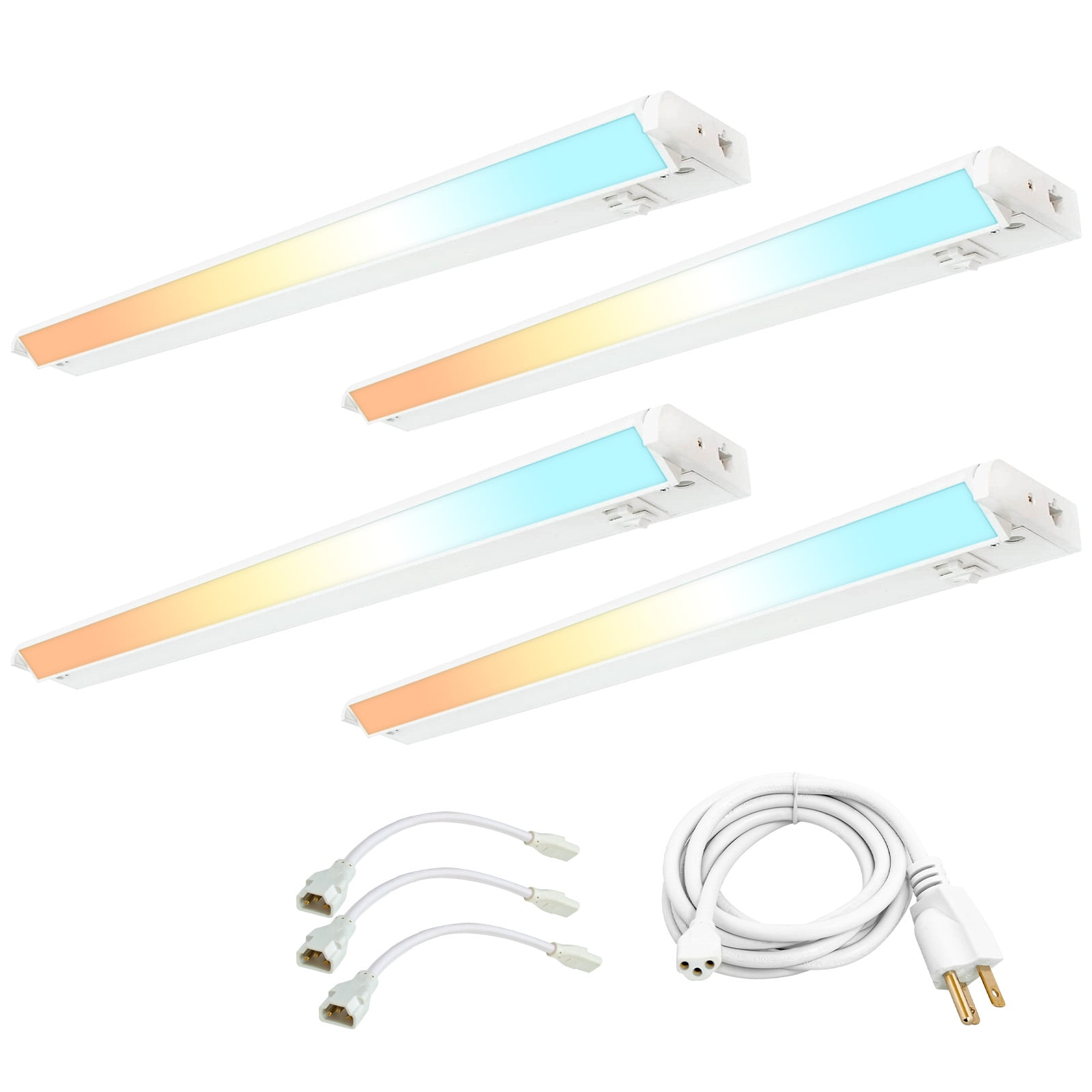 24 Inch LED Under Cabinet Lighting, 15W, 925LM, 5CCT 2700-5000K,CRI>90, 70 Degree Swivel Lens, Dimmable, 120V, Hardwired or Plug-in, Linkable Under Counter Lights For Kitchen Counters Closets