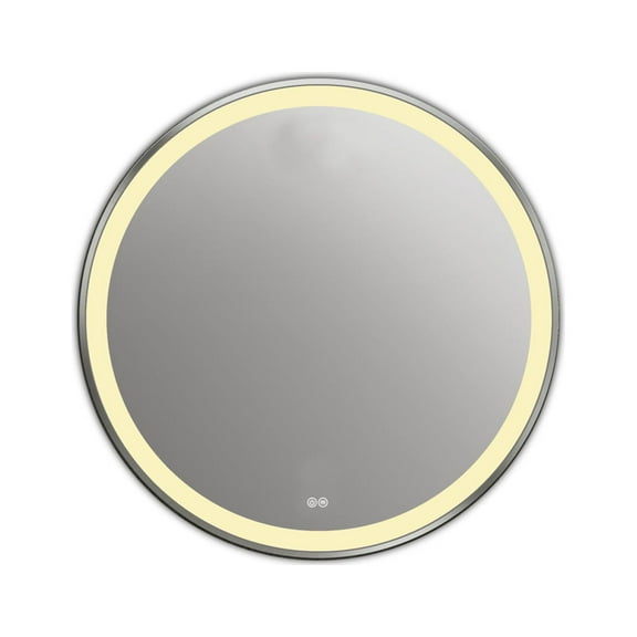 24 Inch LED Embedded Round Glass Mirror, Warm White