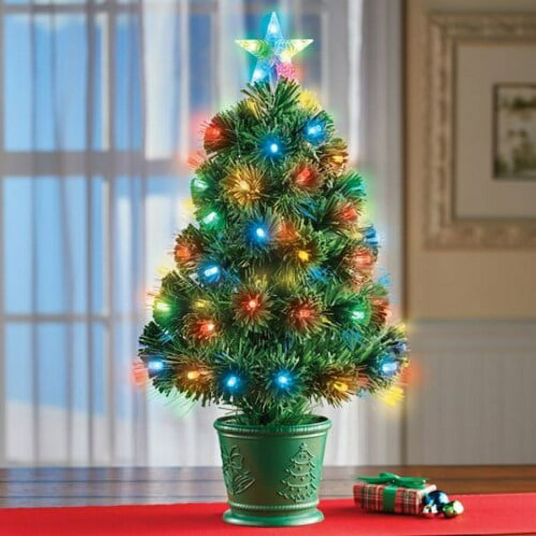 24 Inch LED Lighted Fiber Optic Tabletop Christmas Tree Walmart