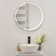 thumbnail image 1 of 24-Inch LED Vanity Mirror with Energy-Saving Anti-Fog & 3-Temperature Lighting, Round Wall-Mounted Bathroom Mirror, White Frame for Modern Bathrooms, 1 of 9