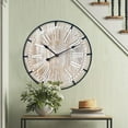 thumbnail image 1 of 24 Inch Large Farmhouse Wall Clock, Rustic Antique Wood with Metal Circle and Large Engraved Numerals, Silent Battery Operated Wall Clock for Office Kitchen Bedroom Living Room, 1 of 10