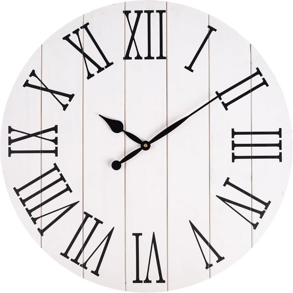 24 Inch Large Wall Clock, Farmhouse Clock Wall Decor for Bedroom Living Room, Vintage Silent Wall Clock Battery Operated