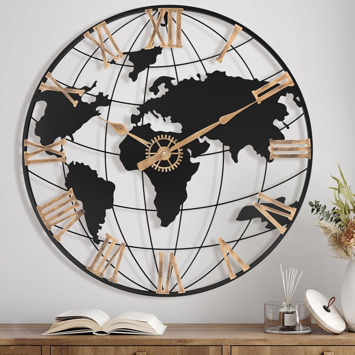 24 Inch Large Wall Clock for Living Room Decor,Big Modern Decorative ...