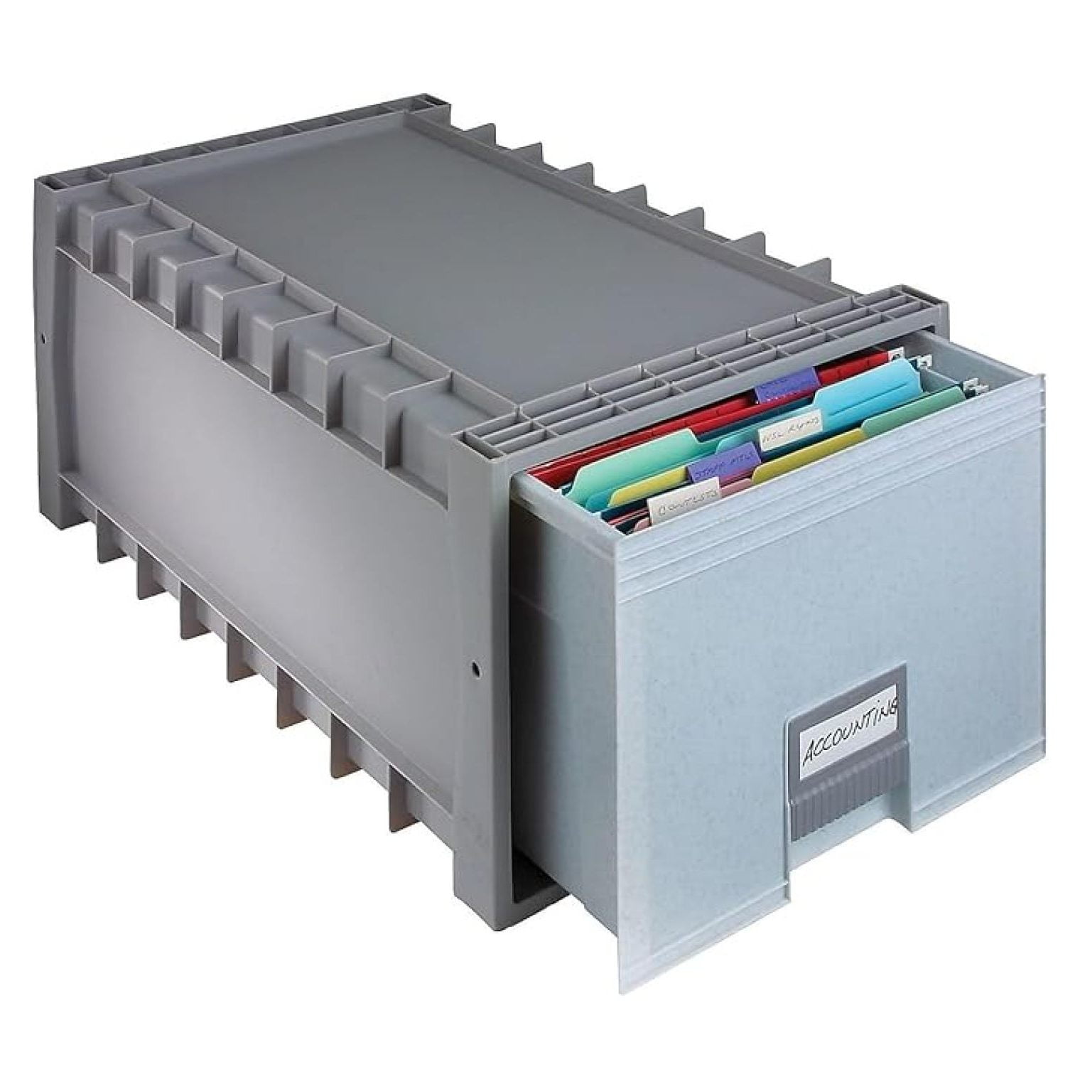 24 Inch Legal File Box - Light Grey Plastic Archive Storage Container ...