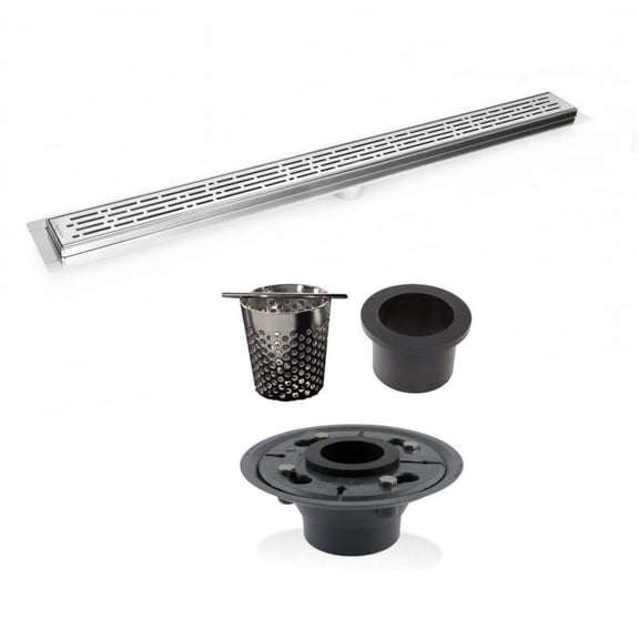 24 Inch Linear Shower Drain with 2 Inch ABS Shower Drain Base and Hair trap (6 Designs), SereneDrains