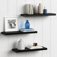 thumbnail image 1 of 24 Inch Long Black Floating Shelves for Wall, Large Wall Shelves for Living Room Decor Bedroom Books, Invisible Wall Mounted Shelves for Bathroom Office Closet TV Shoes - Set of 3, 1 of 12