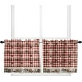 thumbnail image 1 of 24 Inch Long Tier Curtains for Kitchen, American Country Star Retro Red Checked Plaid Bathroom Window Curtains Rod Pocket Short Curtains Window Treatment Tiers for Living Room Farmhouse 2 Panels, 1 of 5