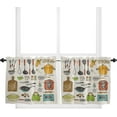 thumbnail image 1 of 24 Inch Long Tier Curtains for Kitchen, Cartoon Kitchen Utensils Pots and Pans Bathroom Window Curtains Rod Pocket Short Curtains Window Treatment Tiers for Living Room Farmhouse 2 Panels, 1 of 5
