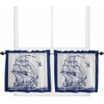 thumbnail image 1 of 24 Inch Long Tier Curtains for Kitchen, Nautical Blue Retro Sailboat Seagull Bathroom Window Curtains Rod Pocket Short Curtains Window Treatment Tiers for Living Room Farmhouse 2 Panels, 1 of 5