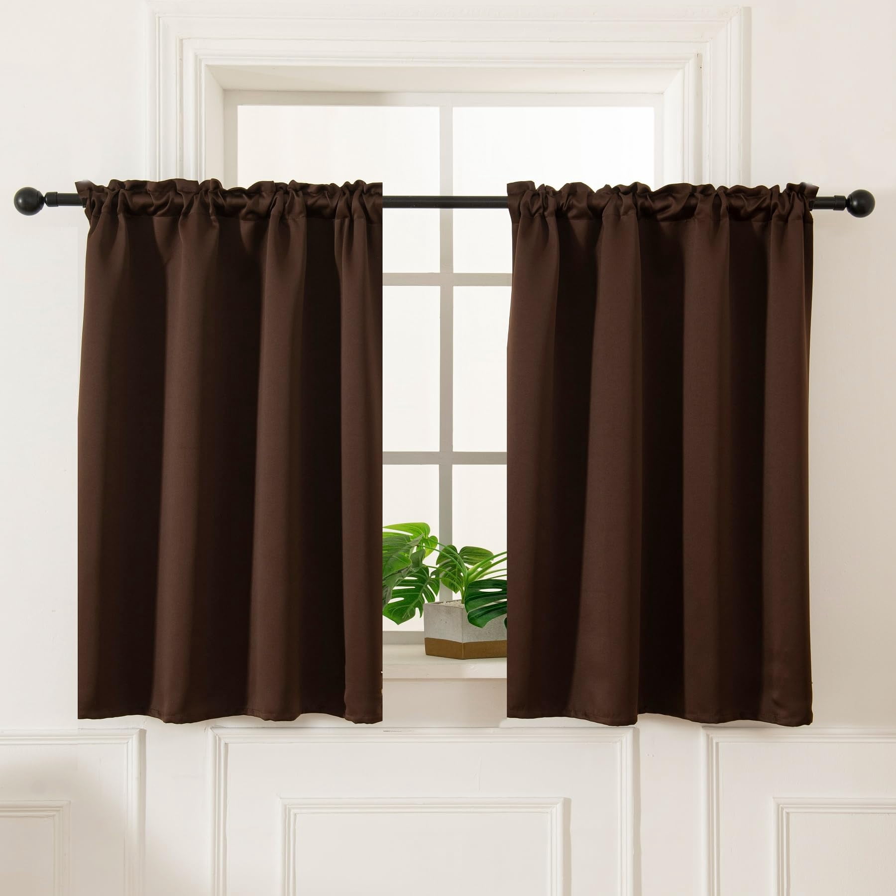 24 Inch Long Tier Curtains for Small Windows, Blackout Rod Pocket ...