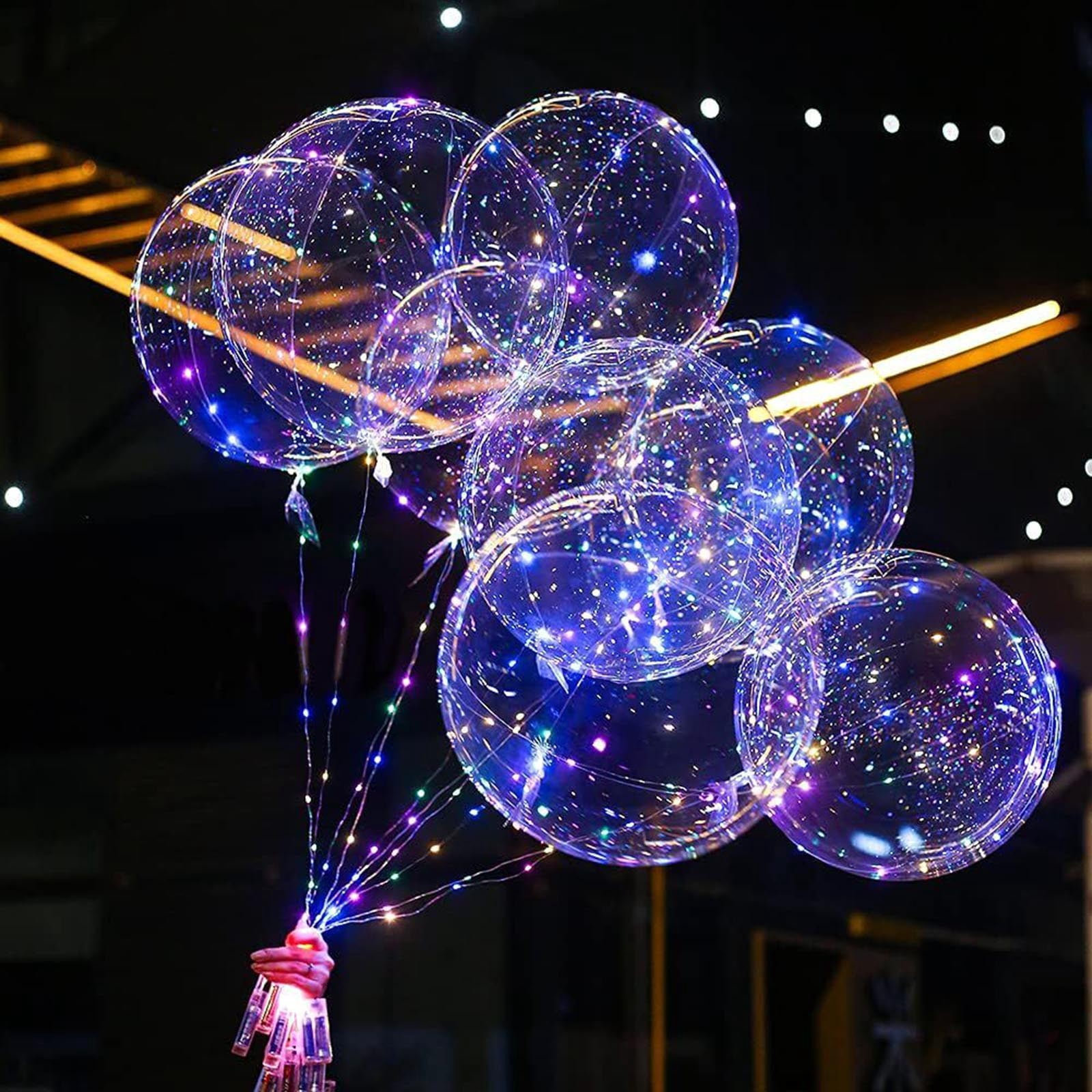 24 Inch Luminous Balloons LED Light Floating Party Balloons, Reusable Colorful Glowing Decorations for Birthday, Wedding, Christmas, Halloween, Balcony, Party Supplies, Indoor Outdoor Decor