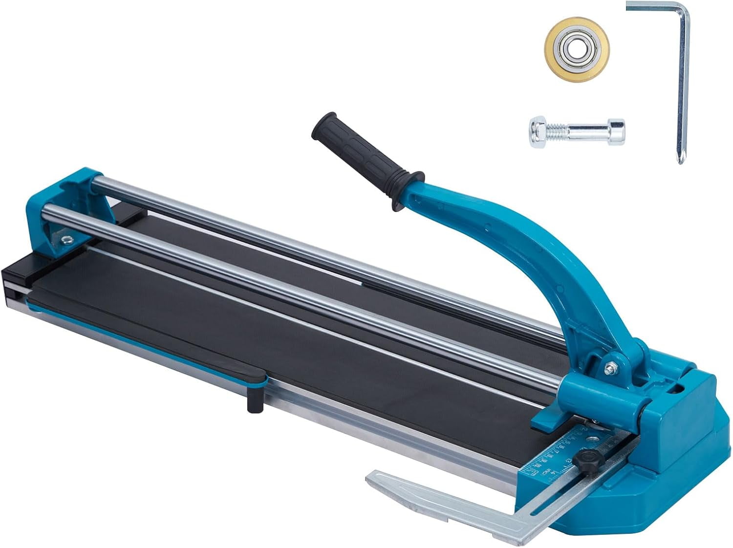 24-Inch Manual Tile Cutter with Tungsten Carbide Wheel Laser Guide and Dual Rails for Precision Cutting of Ceramic Porcelain and Glass Tiles