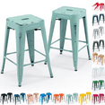 thumbnail image 1 of 24 Inch Metal Bar Stools Set of 2, Stackable Backless Industrial Stools for Indoor Outdoor Kitchen Dining Patio Garden Classroom (Distressed Mint Green), 1 of 10