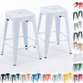 thumbnail image 1 of 24 Inch Metal Bar Stools Set of 2, Stackable Backless Industrial Stools for Indoor Outdoor Kitchen Dining Patio Garden Classroom (White), 1 of 11