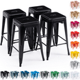 thumbnail image 1 of 24 Inch Metal Bar Stools Set of 4, Stackable Backless Industrial Stools for Indoor Outdoor Kitchen Dining Patio Garden Classroom (Black), 1 of 10