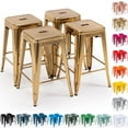 thumbnail image 1 of 24 Inch Metal Bar Stools Set of 4, Stackable Backless Industrial Stools for Indoor Outdoor Kitchen Dining Patio Garden Classroom (Gold), 1 of 10