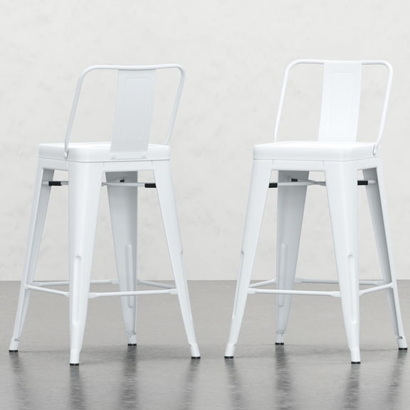 24-Inch Metal Stools (Set of 2) for Counter Use | Industrial Style for Kitchen Counters | Handcrafted with Iron & Durable Finish | Footrests for Added Comfort