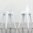thumbnail image 1 of 24-Inch Metal Stools Set for Counter (2 Pieces) | Supportive Seating for High Top Tables | High-Quality Iron Construction with White Coating | Curved Backs with Vertical Slat for Comfort, 1 of 5