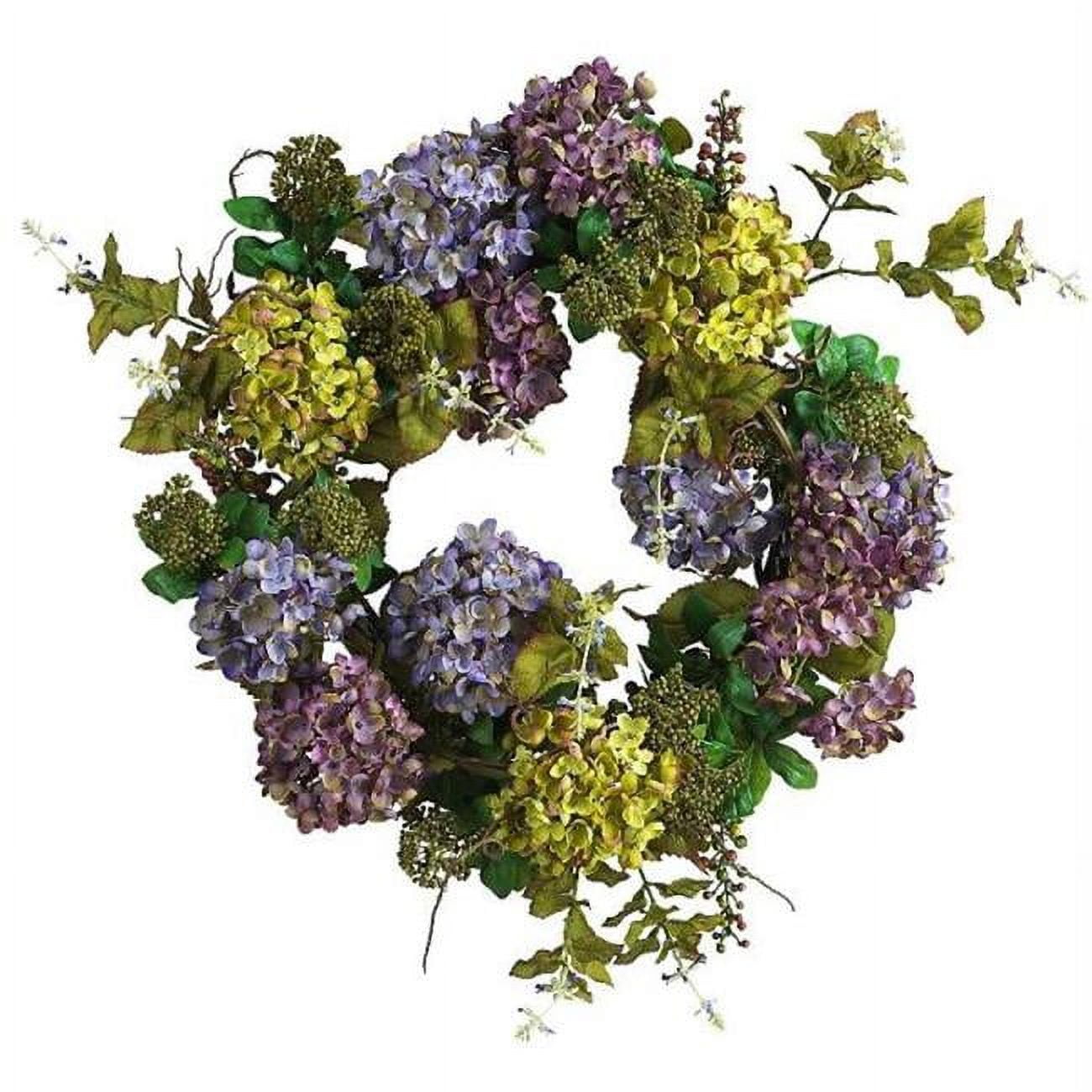 24-Inch Multicolor Artificial Hydrangea Floral Wreath