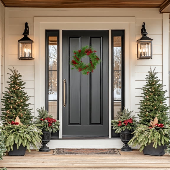 Northlight Real Touch Mixed Pine and Berry Artificial Christmas Wreath - 24" - Unlit