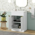 thumbnail image 1 of 24 Inch Modern Bathroom Vanity for Small Bathroom, White Storge Cabinet with Ceramic Sink, 1 of 9