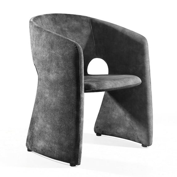 24 Inch Modern Dining Chair, Gray Velvet Fabric, Curved Cutout Backrest