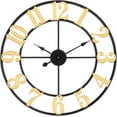 thumbnail image 1 of 24 Inch Modern Farmhouse Wall Clocks for Living Room Decor, Silent Non-Ticking Analog Battery Operated Wall Clock, Black Rustic Metal Clock with Golden Arabic Numerals for Bedroom, Home Office, 1 of 7