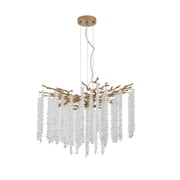 24-Inch Modern LED Round Pendant Light, Adjustable Height Imitation Marble Resin Ring Chandelier for Dining Room, Kitchen Island or Living Room