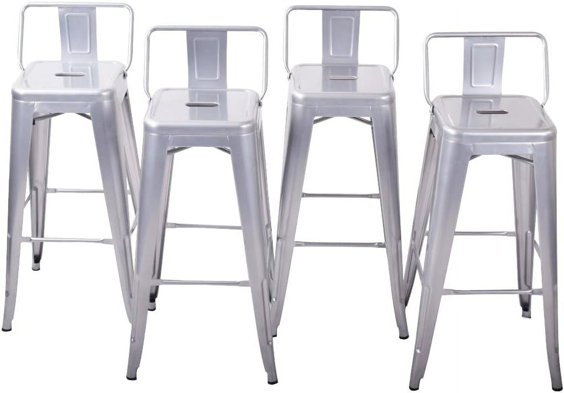 24 Inch Modern Metal Bar Stools, Low Back Indoor Outdoor Restaurant