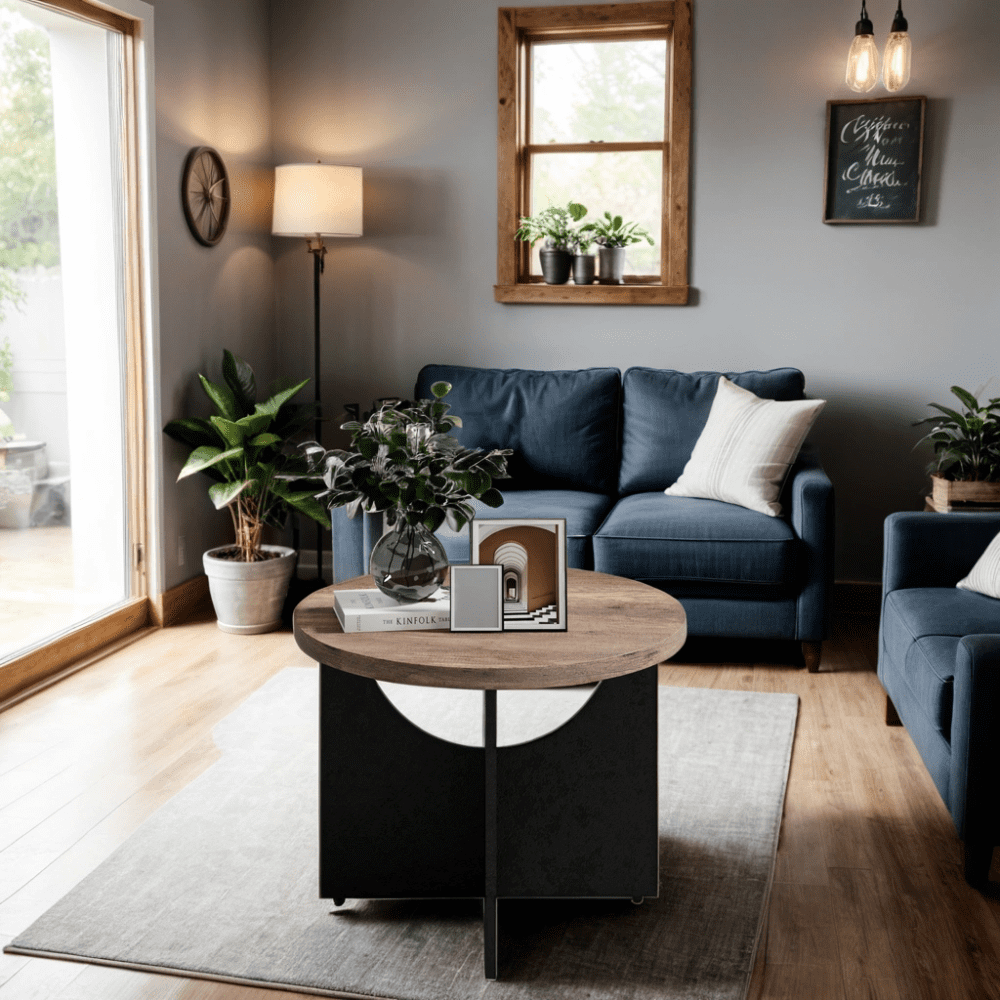 24 Inch Modern Retro Round Coffee Table, End Table, Side Table for ...