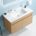 thumbnail image 1 of KYLE & KAY 24 inch Modern Wall-Mounted Bathroom Sink Cabinet, Floating Bathroom Vanity with Storage and Two Soft Close Doors,with Sink, Faucet Not Included,Solid Wood, Light Oak., 1 of 8