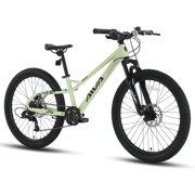 24 Inch Mountain Bike, 7 Speed Aluminum Alloy Frame Mountain Bicycle, Dual Disc Brake & Shock-Absorbing Fork, Adult Teens Cycling Bike