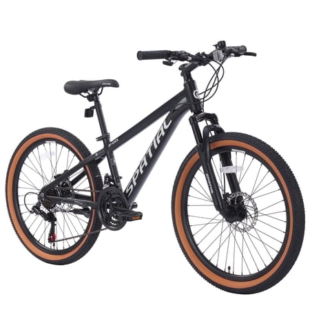 SPATIAL 24 inch Mountain Bike,21 Speeds Lightweight Aluminum Magensium Frame Mountain Bicycle,Fits Men Women Teenagers Adult Disc Brake MTB Bicycles,Black