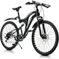 thumbnail image 1 of 24 Inch Mountain Bike for Adults, Wanan Full Suspension Mens MTB Bicycle with Dual Disc Brake, 7-Speed High-Carbon Steel Frame, 1 of 6