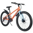 24Inch Mountain Bike for Ages 10+, Shimano 7Speed & DualDisc Brakes Fat Tire Kids Bicycle