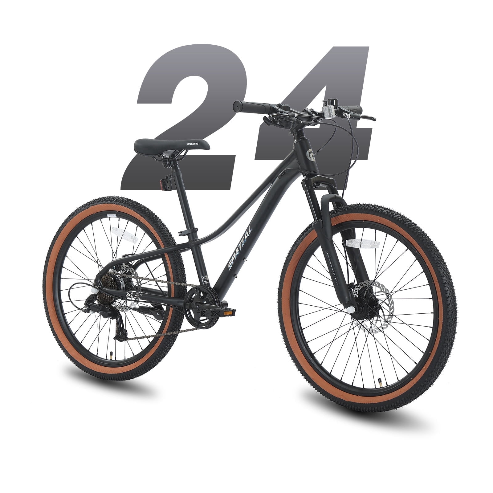 24 Inch Mountain Bike for Teens, 7-Speed, Aluminum Frame, Dual Disc Brakes, Suspension Fork, Unique Gradient Color (Blue/Purple/Red)