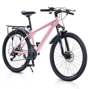 24 Inch Mountain Bike for Women, NEORIVER 21-Speed Womens Mountain Bike with Suspension Fork, Dual Disc Brakes, Rear Rack & Internal Cable