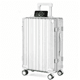 thumbnail image 1 of JaxShark 24‑Inch Hardside Checked Luggage with USB Charging Port & Cup Holder,Silver, 1 of 8